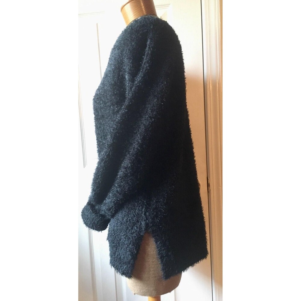 New Directions Black Women's Fuzzy Eyelash Knit Sweater Long Sleeve Small - Picture 5 of 5